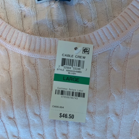 Karen Scott cable crew in blush. NWT. Retsil 46.50‎ - Picture 4 of 7